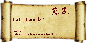 Rein Bennó névjegykártya